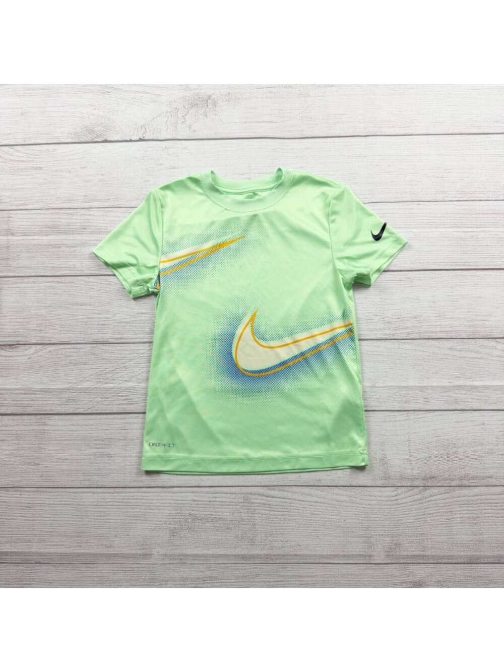 Nike Youth Green Dri-Fit Graphic Tee Lightweight Polyester Shirt 7 L